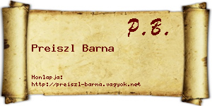 Preiszl Barna névjegykártya